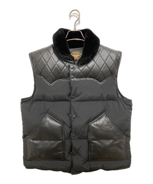 SKULL FLIGHT（スカルフライト）SKULL FLIGHT (スカルフライト) レザー切替ダウンベスト ブラック サイズ:XLの古着・服飾アイテム