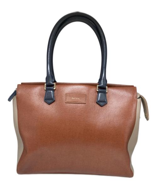 PAUL SMITH（ポールスミス）PAUL SMITH (ポールスミス) バイカラーハンドバッグ ブラウンの古着・服飾アイテム