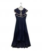 MISTREASSミストレアス）の古着「Bicolor Ruffle Pleated Dress」｜ネイビー