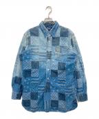 POLO RALPH LAURENポロ・ラルフローレン）の古着「パッチワークシャツ」｜ブルー