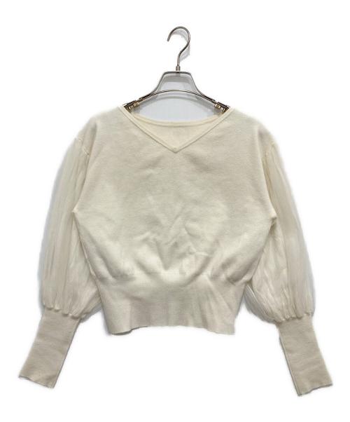 CELFORD（セルフォード）CELFORD (セルフォード) チュールスリーブニットプルオーバー アイボリー サイズ:Sの古着・服飾アイテム