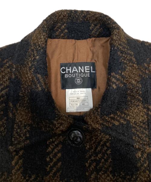 CHANEL（シャネル）CHANEL (シャネル) ココマークツイードコート ブラウン サイズ:40(M)の古着・服飾アイテム