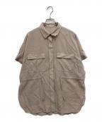 23区ニジュウサンク）の古着「ライトシアーマットクロス ミリタリーディティール シャツ」｜ベージュ