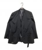 LE CIEL BLEUルシェルブルー）の古着「ダブルブレストカラーレスジャケット / Double Breast Collarless Jacket」｜ブラック
