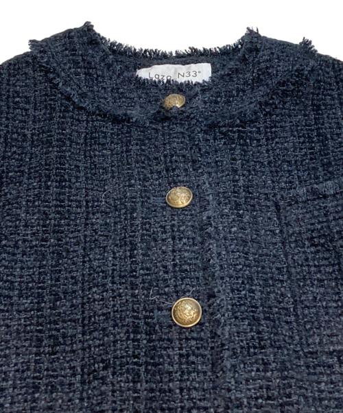 LAZO N33°（ラソ エヌ サーティースリーディグリーズ）LAZO N33° (ラソ エヌ サーティースリーディグリーズ) ツイードジャケット ネイビー サイズ:Freeの古着・服飾アイテム