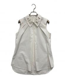 BLANC L'AUBE（ローブブラン）の古着「Embroidery collar Blouse」｜ホワイト