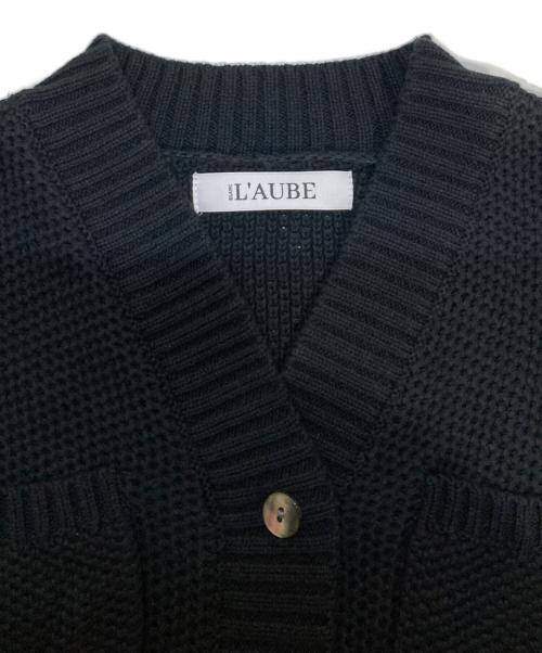 L'AUBE BLANC（ローブ ブラン）L'AUBE BLANC (ローブ ブラン) Basket Knit Cardigan ブラック サイズ:Freeの古着・服飾アイテム