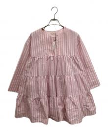 YORI（ヨリ）の古着「ストライプティアードチュニック」｜ピンク
