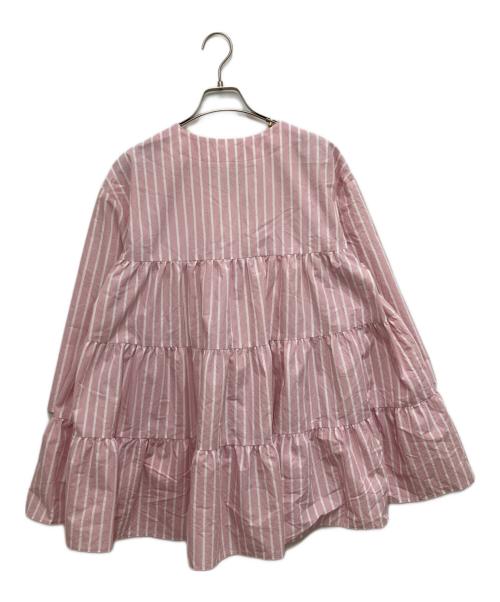 YORI（ヨリ）YORI (ヨリ) ストライプティアードチュニック ピンク サイズ:freeの古着・服飾アイテム