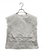 roughlowラフロー）の古着「embroidery scallop blouse」｜ホワイト