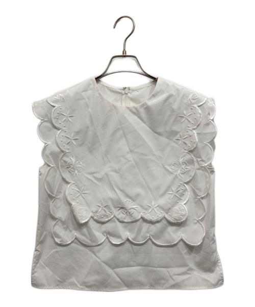 roughlow（ラフロー）roughlow (ラフロー) embroidery scallop blouse ホワイト サイズ:FREEの古着・服飾アイテム
