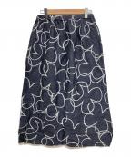 SOU・SOUソウソウ）の古着「京型友禅染リネンスカート」｜ネイビー