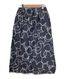 SOU・SOU（ソウソウ）の古着「京型友禅染リネンスカート」｜ネイビー
