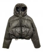 ZARAザラ）の古着「USED加工フェイクレザー中綿ジャケット」｜グレー