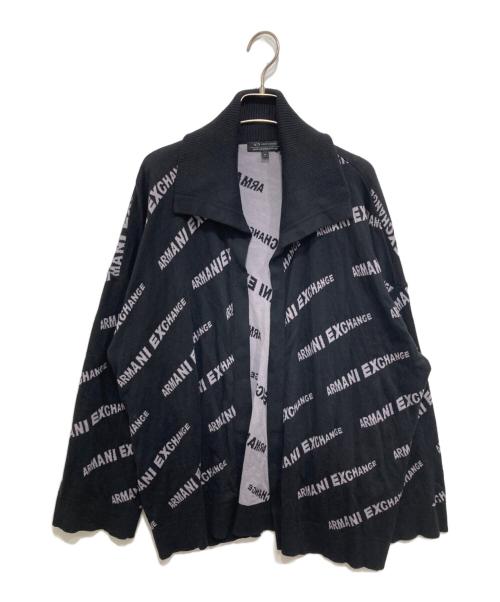 ARMANI EXCHANGE（アルマーニ エクスチェンジ）ARMANI EXCHANGE (アルマーニ エクスチェンジ) ロゴカーディガン ブラック サイズ:Mの古着・服飾アイテム