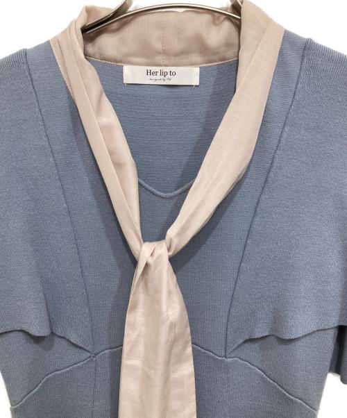 HER LIP TO（ハーリップトゥ）Her lip to (ハーリップトゥ) Butterfly sleeve knit dress スカイブルー サイズ:Mの古着・服飾アイテム