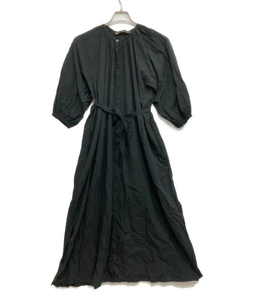 CLOTH&CROSS（クロスアンドクロス）CLOTH&CROSS (クロスアンドクロス) 袖ギャザーシャツワンピース ブラック サイズ:Fの古着・服飾アイテム