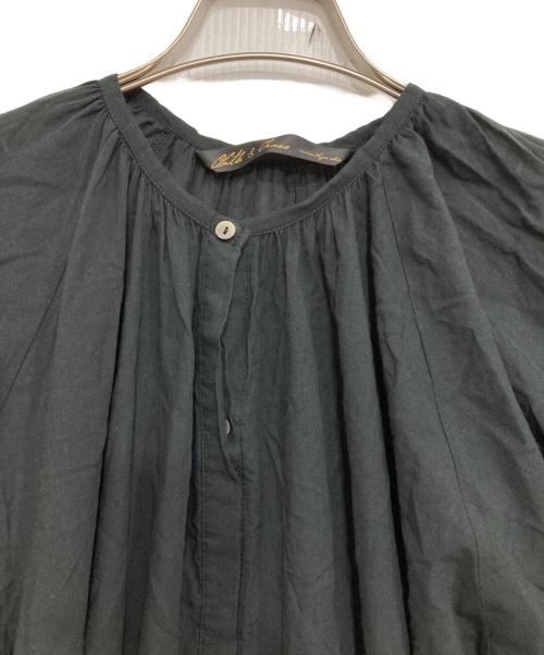CLOTH&CROSS（クロスアンドクロス）CLOTH&CROSS (クロスアンドクロス) 袖ギャザーシャツワンピース ブラック サイズ:Fの古着・服飾アイテム