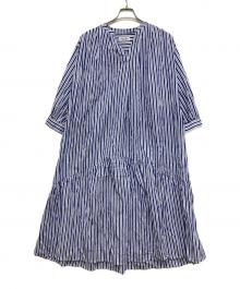 Hug O'War（ハグオーワー）の古着「ストライプシャツワンピース」｜ブルー