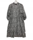 Hug O'Warハグオーワー）の古着「リバティ柄ンピース」｜ブラック×ホワイト