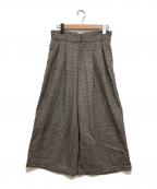 CLOTH&CROSSクロスアンドクロス）の古着「グレンチェックワイドパンツ」｜グレー