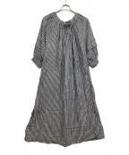 CLOTH&CROSSクロスアンドクロス）の古着「リネンストライプワンピース」｜ブルー