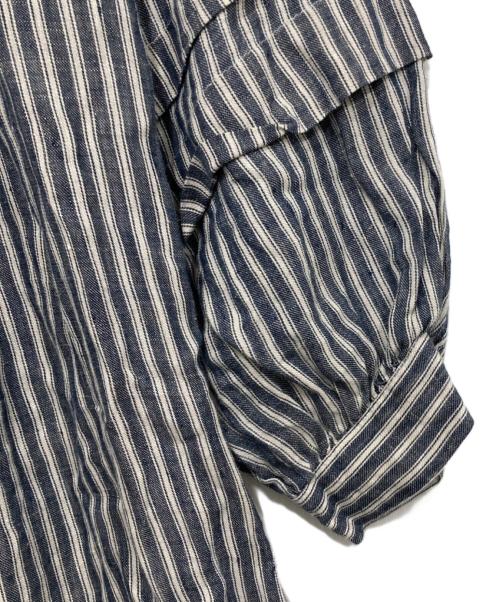 CLOTH&CROSS（クロスアンドクロス）CLOTH&CROSS (クロスアンドクロス) リネンストライプワンピース ブルー サイズ:2の古着・服飾アイテム
