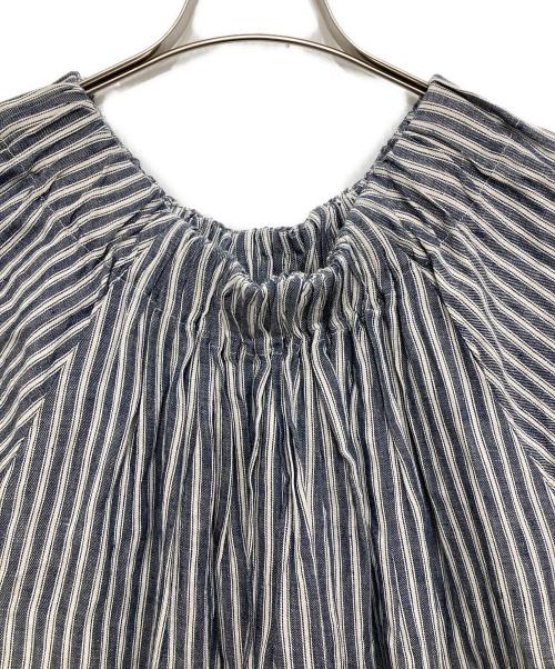 CLOTH&CROSS（クロスアンドクロス）CLOTH&CROSS (クロスアンドクロス) リネンストライプワンピース ブルー サイズ:2の古着・服飾アイテム