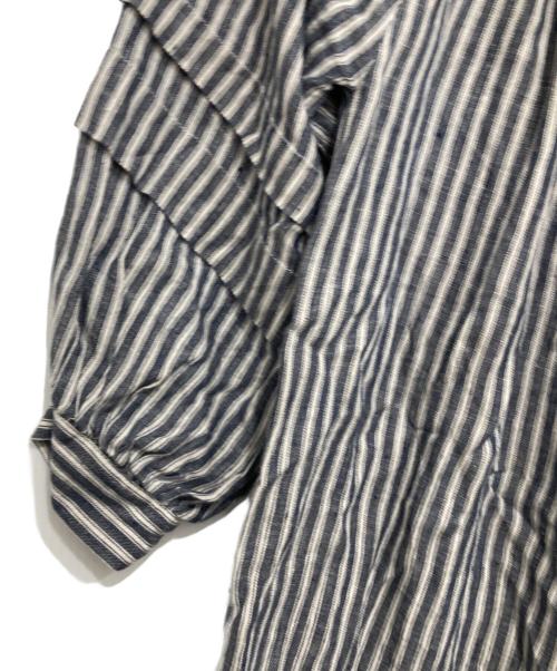 CLOTH&CROSS（クロスアンドクロス）CLOTH&CROSS (クロスアンドクロス) リネンストライプワンピース ブルー サイズ:2の古着・服飾アイテム