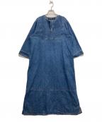 CLOTH&CROSSクロスアンドクロス）の古着「デニムカフタンワンピースで」｜ブルー