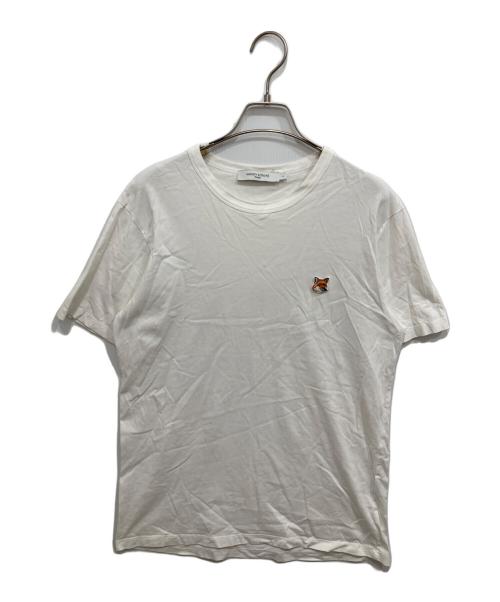 maison kitsune（メゾンキツネ）MAISON KITSUNE (メゾンキツネ) フォックスヘッド パッチ クラシック Tシャツ ホワイト サイズ:Sの古着・服飾アイテム