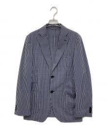 TOMORROW LAND（トゥモローランド）の古着「ポリエステルウールサッカー シングルブレステッド2Bジャケット」｜ネイビー×ホワイト
