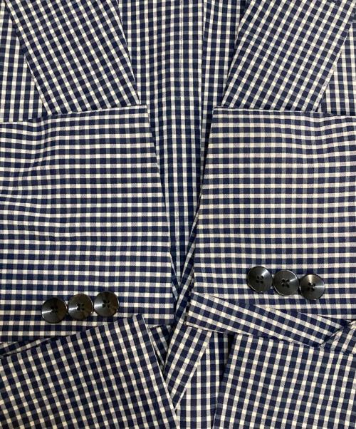 TOMORROW LAND（トゥモローランド）TOMORROW LAND (トゥモローランド) ポリエステルウールサッカー シングルブレステッド2Bジャケット ネイビー×ホワイト サイズ:Mの古着・服飾アイテム