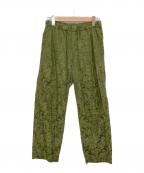 CABANキャバン）の古着「レーヨン フラワージャカードシャーリングパンツ」｜カーキ