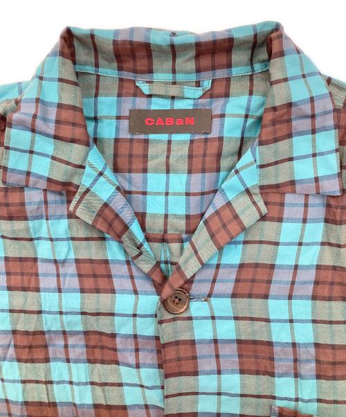 CABAN（キャバン）CABaN (キャバン) コットンリヨセル チェックオープンカラーシャツ グリーン×ブラウン サイズ:Sの古着・服飾アイテム