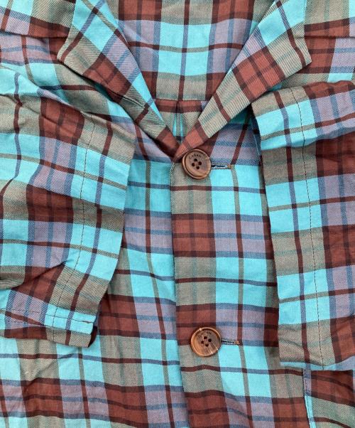 CABAN（キャバン）CABaN (キャバン) コットンリヨセル チェックオープンカラーシャツ グリーン×ブラウン サイズ:Sの古着・服飾アイテム