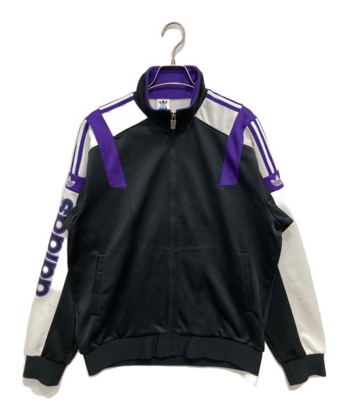 adidas（アディダス）adidas (アディダス) トラックジャケット ブラック×パープル サイズ:XOの古着・服飾アイテム