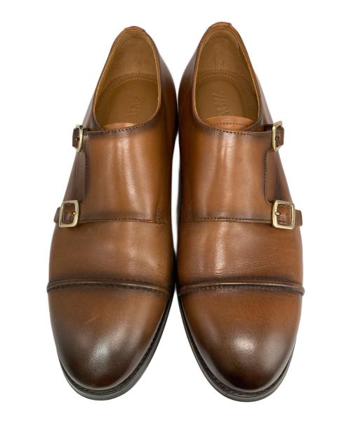 ZARA（ザラ）ZARA (ザラ) ダブルモンクストラップシューズ ブラウン サイズ:44(EU)の古着・服飾アイテム