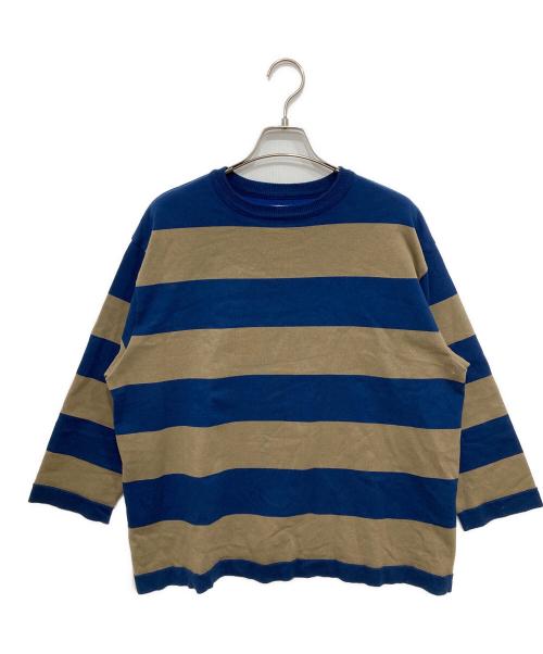 maillot（マイヨ）maillot (マイヨ) Wide Border Long-Tee ネイビー×カーキ サイズ:1の古着・服飾アイテム