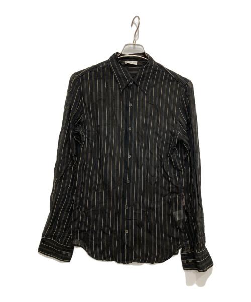 DRIES VAN NOTEN（ドリスヴァンノッテン）DRIES VAN NOTEN (ドリスヴァンノッテン) ビスコースストライプシャツ ブラック サイズ:46の古着・服飾アイテム