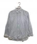 AURALEEオーラリー）の古着「HARD TWIST FINX ORGANDY STRIPE SHIRT」｜スカイブルー
