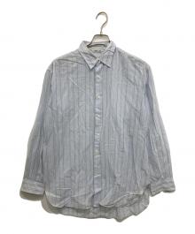 AURALEE（オーラリー）の古着「HARD TWIST FINX ORGANDY STRIPE SHIRT」｜スカイブルー