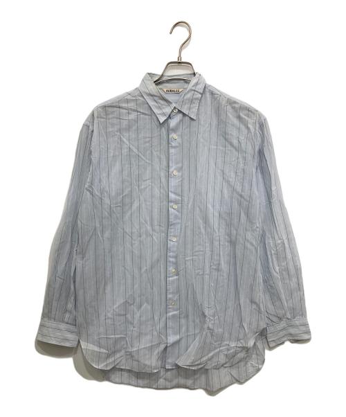 AURALEE（オーラリー）AURALEE (オーラリー) HARD TWIST FINX ORGANDY STRIPE SHIRT スカイブルー サイズ:4の古着・服飾アイテム
