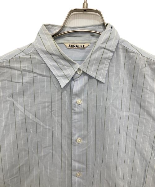 AURALEE（オーラリー）AURALEE (オーラリー) HARD TWIST FINX ORGANDY STRIPE SHIRT スカイブルー サイズ:4の古着・服飾アイテム
