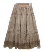 Samansa Mos2×kazumiサマンサモスモス×カズミ）の古着「サス付刺繍スカート」｜ベージュ