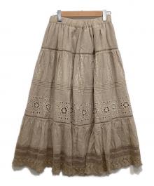 Samansa Mos2×kazumi（サマンサモスモス×カズミ）の古着「サス付刺繍スカート」｜ベージュ