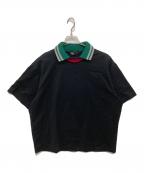 KOLORカラー）の古着「襟ニットドッキングTシャツ」｜ブラック
