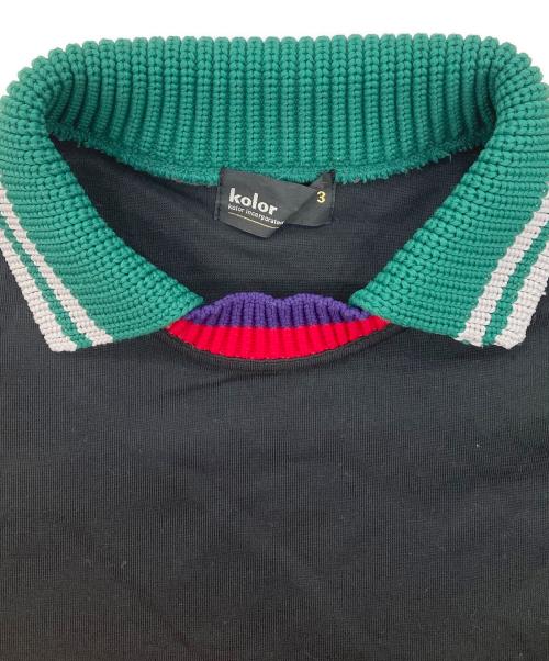 KOLOR（カラー）KOLOR (カラー) 襟ニットドッキングTシャツ ブラック サイズ:3の古着・服飾アイテム