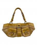 PRADAプラダ）の古着「Straw Paglia Vitello Daino Satchel Bag」