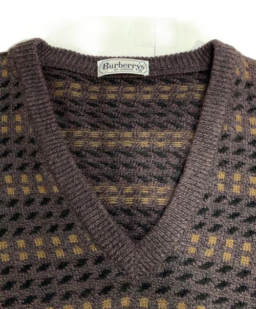 Burberry's（バーバリー）Burberry's (バーバリーズ) Vネックニット ブラウン サイズ:7の古着・服飾アイテム